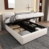 Polsterbett 140x200 cm ohne Matratze, Samt Beige, mit hydraulischem Bettkasten, 3 Schubladen und Lattenrost Bild 3