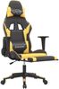 Gaming-Stuhl mit Massage & Fußstütze Schwarz Golden Kunstleder, Drehbar [345459] Bild 3