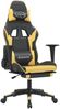 Gaming-Stuhl mit Massage & Fußstütze Schwarz Golden Kunstleder, Drehbar [345459] Bild 2