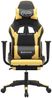 Gaming-Stuhl mit Massage & Fußstütze Schwarz Golden Kunstleder, Drehbar [345459] Bild 4