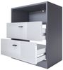 Vladon Kommode Pino V1, Nachttisch mit 2 Schubladen & 1 offenem Fach, Anthrazit matt/Eiche Natur ohne LED (56 x 67,5 x 36 cm) Bild 2
