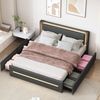 Polsterbett 160x200 cm aus Leinen mit LED-Beleuchtung und Bettkasten – modernes Komfortdesign Bild 3
