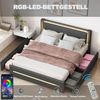 Polsterbett 160x200 cm aus Leinen mit LED-Beleuchtung und Bettkasten – modernes Komfortdesign Bild 5