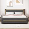 Polsterbett 160x200 cm aus Leinen mit LED-Beleuchtung und Bettkasten – modernes Komfortdesign Bild 2