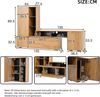 Merax TV Wohnwand-set mit Vitrine (Komplett-Set, 2-St), TV Wohnzimmermöbel-Set, flexible Länge TV-Schrank bis 265 cm, stehend&hängend, TV bis 120', Holzfarbe+Schwarz Bild 4