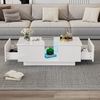 Couchtisch 100×50×35 cm Weiß Hochglanz mit LED App-Steuerung, MDF Acryl Hohldesign, 2 Schubladen, moderner Wohnzimmertisch Bild 3