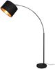 Große LED Bogenleuchte mit Stoffschirm Schwarz innen Gold - Höhe 171cm Bild 2