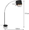 Große LED Bogenleuchte mit Stoffschirm Schwarz innen Gold - Höhe 171cm Bild 4