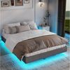 oyajia Bettgestell Doppelbett 140x200 cm mit Lattenrost, Schwebebett Gestell mit LED Licht, Modernes Metallbett, Ganzmetall-Stützsystem, einfache Montage, Schwarz Bild 5