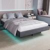 oyajia Bettgestell Doppelbett 140x200 cm mit Lattenrost, Schwebebett Gestell mit LED Licht, Modernes Metallbett, Ganzmetall-Stützsystem, einfache Montage, Schwarz Bild 3