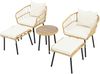 LVHOM 5-teiliges Gartenmöbel Set, Balkonmöbel Set Rattan mit Kissen, Balkonset Polyrattan für 4 Personen, Sitzgruppe Terrassenmöbel Loungemöbel, Beige Bild 3