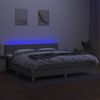 Boxspringbett mit Matratze & LED Stoff Hellgrau 200x200 cm, Härtegrad: H2 [3133661] Bild 3