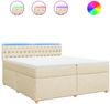 vidaXL Boxspringbett mit Matratze Creme 200x200 cm Stoff 3289099 Bild 2