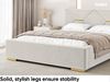 MEBLINI Polsterbett 180x200 mit Lattenrost mit Matratze – LIZZY – Creme Samt – Doppelbett mit Bettkasten - Stauraumbett - Kopfteil Bett mit Stauraum Bild 5