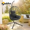 Makika Hängesessel mit Gestell, höhenverstellbar aus Polyrattan, Schwarz, 95 x 93 x 197 cm Bild 2