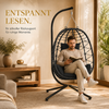 Makika Hängesessel mit Gestell, höhenverstellbar aus Polyrattan, Schwarz, 95 x 93 x 197 cm Bild 2