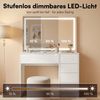 Bellamio 'Livny' Schminktisch mit Spiegel, LED-Beleuchtung, mit 5 Schubladen, beidseitig montierbar, weiß Hochglanz, 80x53x110 cm, LED-Beleuchtung mit mit 3 einstellbaren Lichtfarben Bild 3