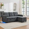 Merax Schlafsofa L-förmiges Ecksofa mit LED-Ambiente & USB/Typ-C, 208×146×89,5 cm 1 Teile, 3-in-1 Klappsofa mit verstecktem Stauraum,Getränkehalter,Seitentaschen Bild 3