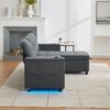 Merax Schlafsofa L-förmiges Ecksofa mit LED-Ambiente & USB/Typ-C, 208×146×89,5 cm 1 Teile, 3-in-1 Klappsofa mit verstecktem Stauraum,Getränkehalter,Seitentaschen Bild 4
