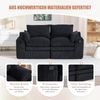Flieks Modulares 2-Sitzer Cordsofa, mit Kissen & 2 Seitentaschen, 3‑lagiger Schaumstoff + Federkern, Schwarz Bild 5