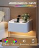 Nachttisch Hängend, Nachttisch Schwebend mit LED-Beleuchtung, Wandschublade mit 1 Schublade, Modern, für Schlafzimmer, Wohnzimmer, 30 x 40 x 22,5 cm Weiß Bild 3
