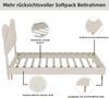 Flieks Kinderbett 90x200cm, Polsterbett mit Cartoon-Kopfteil, Einzelbett mit Holzbeinen, Samt, Beige Bild 5