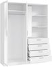 Forte DEWANIA Kleiderschrank 160, Schrank mit offenen Regalfächern und Spiegel, Holzwerkstoff, Weiß, 159,3 cm breit, 203,4 cm hoch, 52,7 cm tief Bild 5
