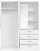 Forte DEWANIA Kleiderschrank 160, Schrank mit offenen Regalfächern und Spiegel, Holzwerkstoff, Weiß, 159,3 cm breit, 203,4 cm hoch, 52,7 cm tief Bild 4