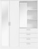 Forte DEWANIA Kleiderschrank 160, Schrank mit offenen Regalfächern und Spiegel, Holzwerkstoff, Weiß, 159,3 cm breit, 203,4 cm hoch, 52,7 cm tief Bild 2
