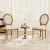 FiveWillowise Esszimmerstuhl Retro-Polsterstühle 2er-Set, Küchenstühle mit ovaler Rückenlehne (2 St), Leinenoptik und Massivholz, für Esszimmer, Wohnzimmer Bild 3
