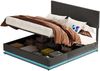 LVHOM Polsterbett mit USB-Anschluss und LED-Beleuchtung, Nadelstreifen Bettgestell, Polsterbett/Doppelbett/Stauraumbett/Boxbett, Weicher, hautfreundlicher Samtstoff, Integriertes Hydrauliksystem, 180 x 200 cm Bild 5