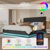 LVHOM Polsterbett mit USB-Anschluss und LED-Beleuchtung, Nadelstreifen Bettgestell, Polsterbett/Doppelbett/Stauraumbett/Boxbett, Weicher, hautfreundlicher Samtstoff, Integriertes Hydrauliksystem, 180 x 200 cm Bild 3