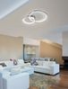 Große LED Deckenleuchte GRANADA 2 Ringe Silber Chrom, dimmbar, Breite 85cm Bild 3