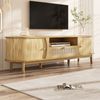 TV-Schrank 165 x 37 x 46 cm in Natur, MDF mit Rattan, Schiebetür, Schubladen und Massivholzfüßen Bild 4