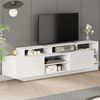 TV Schrank Lowboard 190x40 cm Weiss Spanplatte LED Beleuchtung App 2 Klapptüren offene Schublade 70 Zoll Bild 5