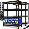 MASKO® 2er-Set Lagerregal Schwerlastregal, Kellerregal, verstellbare Ablagen, MDF-Platten Regal aus Metall, Steckregal, Werkstattregal, Keller, Garage 2x 160x80x40cm 4-Böden, 2x Schwarz 700kg Bild 2