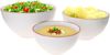 3er Set Salatschüssel Wolle Ø 17,5cm + 20,5cm + 24cm weiß Größe S M L rustikal Ton stabil lasiert Bild 2