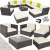 tectake Loungeset Rattan Sitzgruppe mit Aluminiumgestell für 9 bis 11 Personen, (Gartenlounge-set Las Vegas, 12-tlg, 12-tlg. in Grau), wetterfest und UV-beständig, Dicke der Polster 10 cm Bild 4