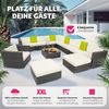 tectake Loungeset Rattan Sitzgruppe mit Aluminiumgestell für 9 bis 11 Personen, (Gartenlounge-set Las Vegas, 12-tlg, 12-tlg. in Grau), wetterfest und UV-beständig, Dicke der Polster 10 cm Bild 3