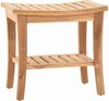 Krines Home Sitzhocker Teak Hocker, Massiver Teakholz Sitzbank, Holzbank mit Ablage Naturholz, Unbehandelt (50cm) Bild 1