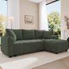 Merax 3-Sitzer Sofa, wandelbares L-förmiges Ecksofa, Chenille Stoff, mit 2 Zierkissen, geeignet für Wohnzimmer und Wohnung, Grün Bild 2