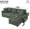 Merax 3-Sitzer Sofa, wandelbares L-förmiges Ecksofa, Chenille Stoff, mit 2 Zierkissen, geeignet für Wohnzimmer und Wohnung, Grün Bild 4