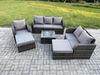 Fimous 8-Sitzer Hoher Rücken Polyrattan Gartenmöbel Set mit Quadratischer Couchtisch 2 hohen Hockern Garten Lounge Set Dunkelgrau Gemischt Bild 2