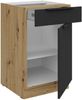 Küchen Unterschrank 50 cm Küche ARIA Schwarz ultra matt + Eiche Artisan matt, hochwertige Fronten mit Anti Fingerprint Beschichtung Küchenzeile Küchenblock Bild 3