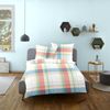 Dormisette Mako Satin Bettwäsche 155x220 Karo orange blau grün weiß 2136-54 Bild 2