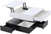 Couchtisch mit 360° Drehplatte & 3 Schubladen in Weiß/Schwarz - 70x70x40 cm Bild 5