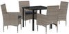 vidaXL Tisch- und Stuhlset mit Kissen 5 pcs Grau PE-Rattan 3379829 Bild 2