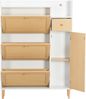 Schuhschrank MDF mit Rattanoptik, 3 Klappen & Schublade, 90 x 17 x 125 cm, Natur/Weiß Bild 4