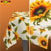 ANRO Tischdecke abwaschbar Baumwolloptik Sonnenblumen Gelb wetterfest (Einzelstück 1-tlg, eine Tischdecke), Stofftischdecke schmutzabweisend 100x140 cm Sonnenblumen Gelb Bild 2