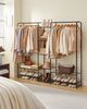 SONGMICS Kleiderständer, offener Kleiderschrank, Kleiderstange, Garderobenständer mit Ablagen, Garderobe aus Metall, freistehend Bild 2
